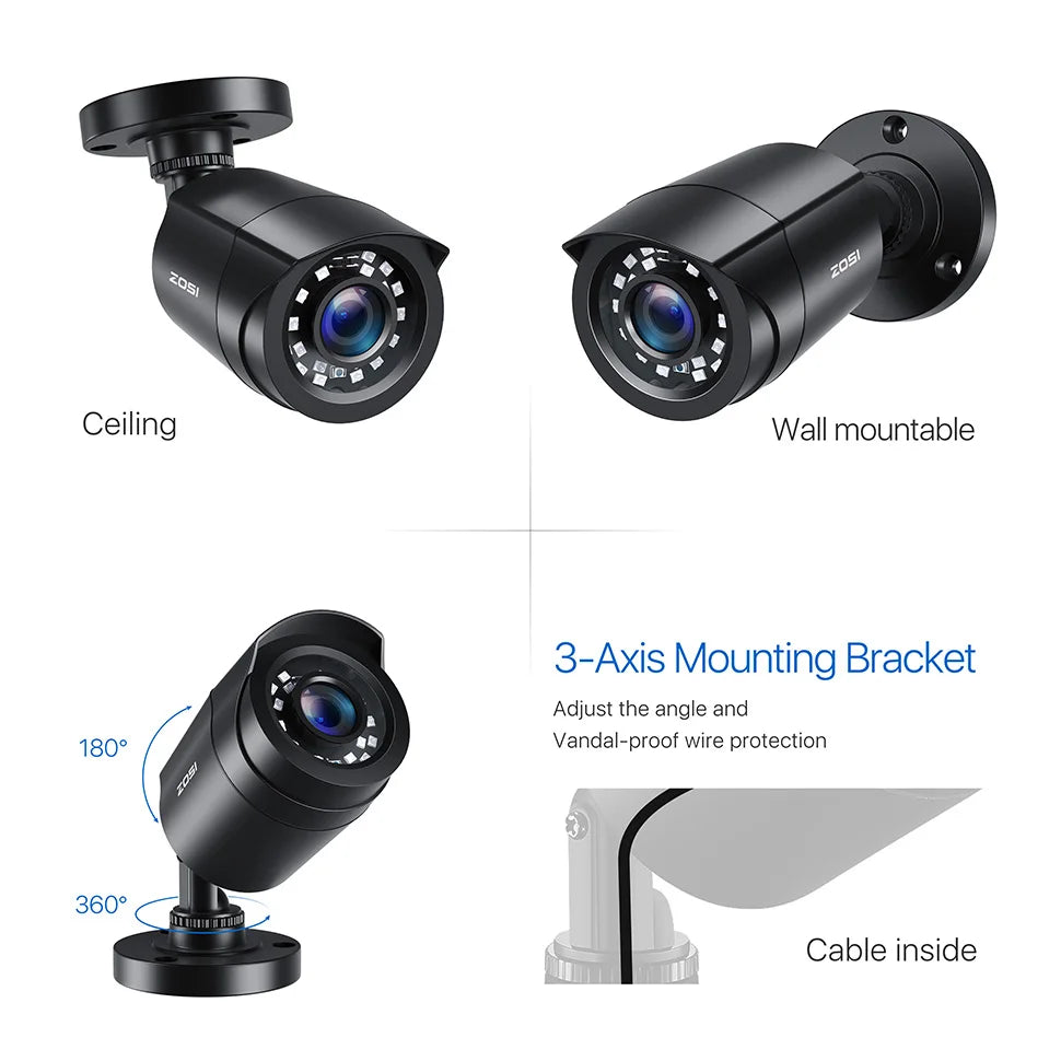 ZOSI 1080P Wired CCTV Security Camera with 80ft Night Vision
