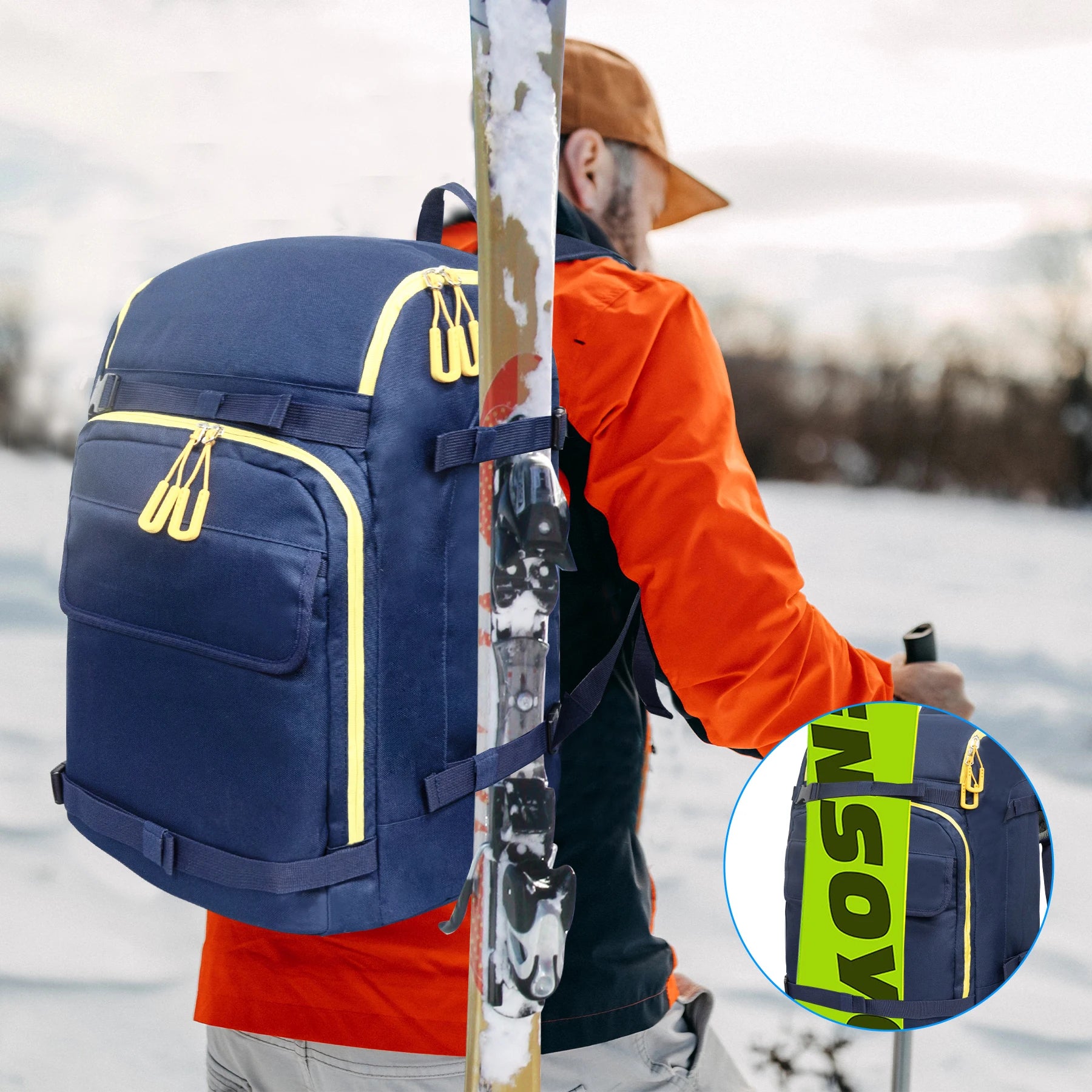 50L Ski Boot Bag Backpack for Ski Gear and Travel