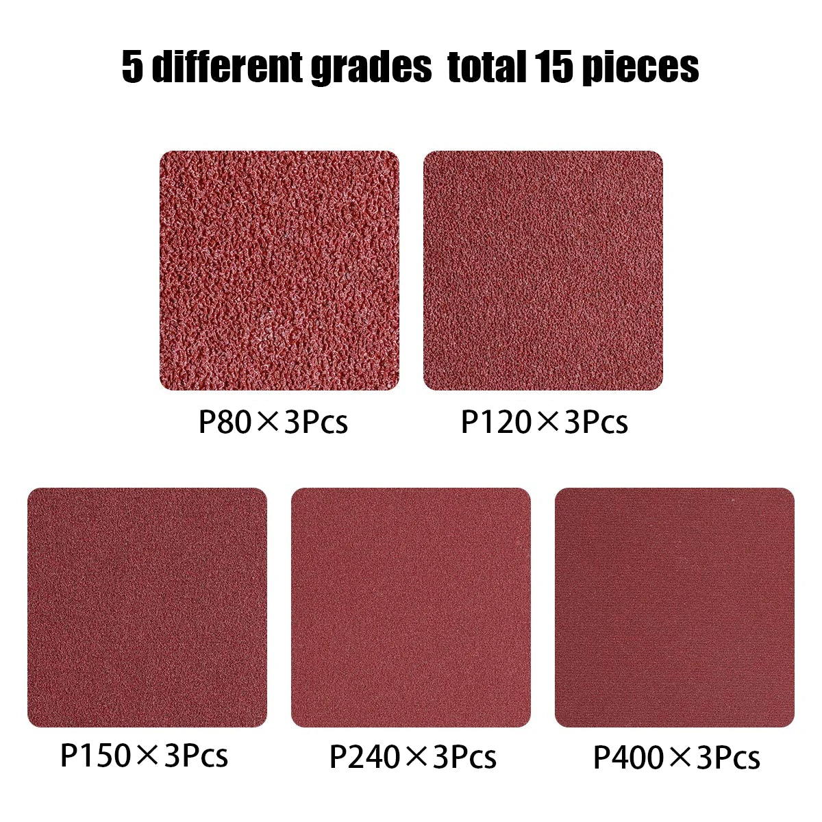 Nastri abrasivi 75 × 457 mm, confezione da 15 con grane assortite
