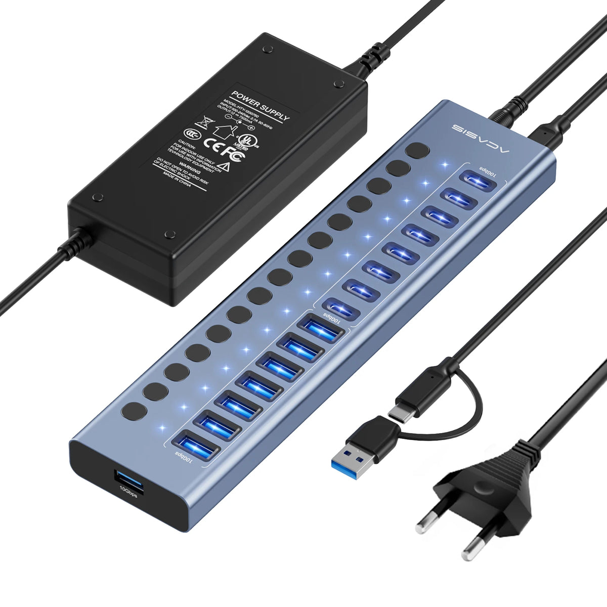 Acasis HB16PRO USB-hub med individuelle portbrytere