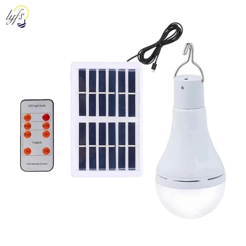 Lampadina LED solare da esterno, impermeabile, con telecomando e timer, lampada solare da giardino da appendere, luce di emergenza per escursionismo, campeggio e pesca