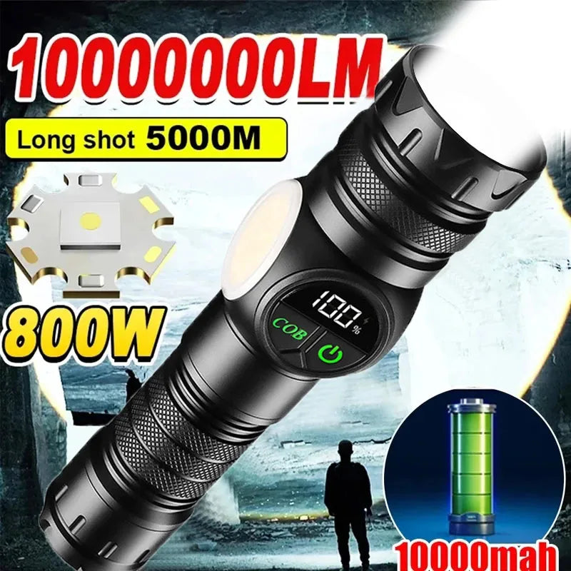 Linterna recargable con zoom y luz lateral COB
