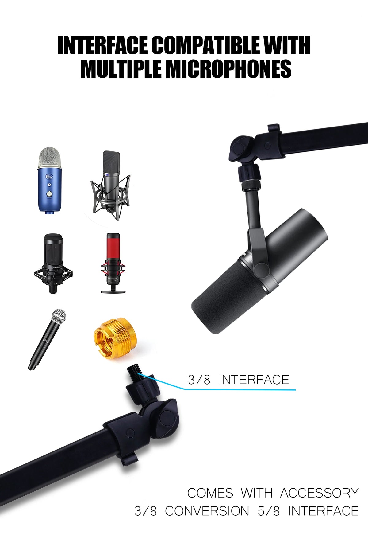 Microphone Support Spring-Free Microphone Cantilever Holder Foldable Stand Live Broadcast Stand Desktop Stand Long Arm Bracket