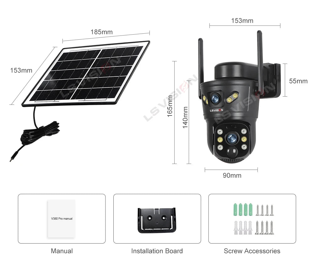 Solar Security Camera 8MP Dual Lens 4G/WiFi PTZ with Night Vision