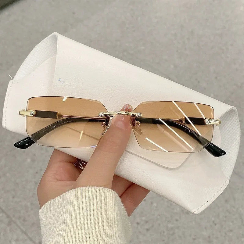 Vintage Rectangle Oval Sunglasses Women Men Metal Frame Clear Lens Glasses Eyewear