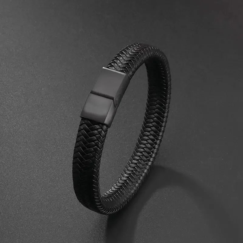 Black PU Leather Magnetic Bracelet for Men