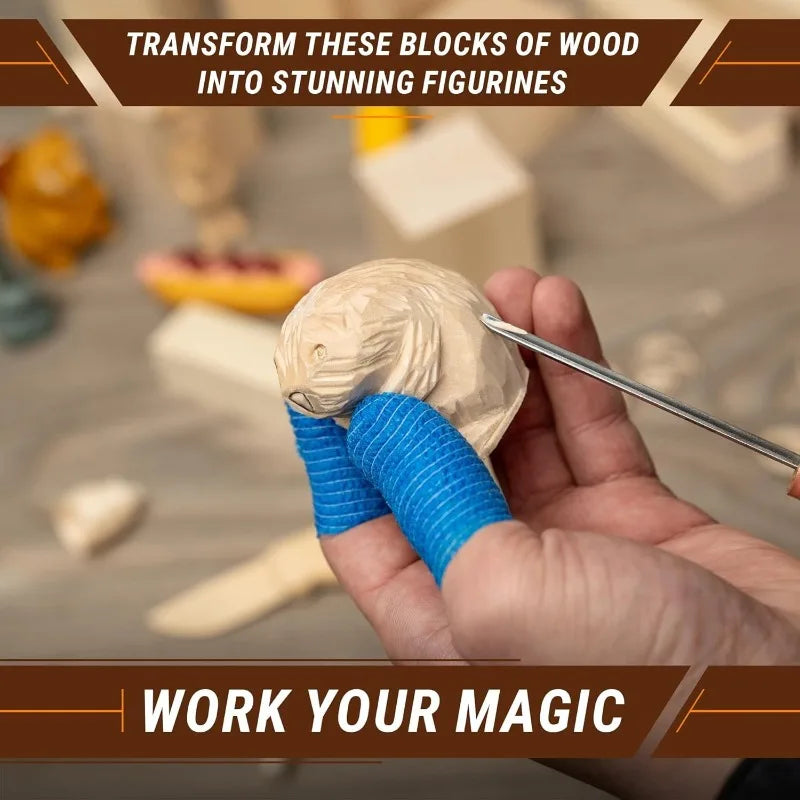 18 blocs de sculpture en tilleul, blocs de bois à sculpter et à tailler, kit de sculpture et de taille sur bois