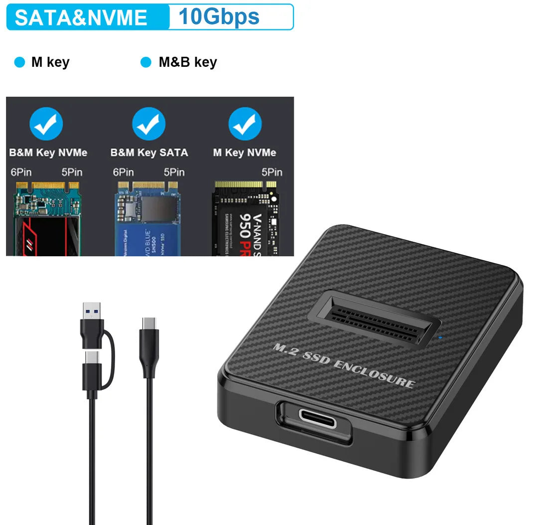 M.2 SSD USB-C kotelo liitäntämahdollisuuksilla