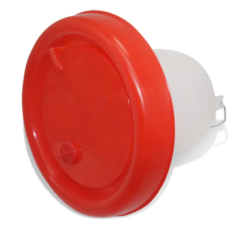 Consommateur d'eau pour volaille de 4 L avec plateau rouge et interrupteur de vidange