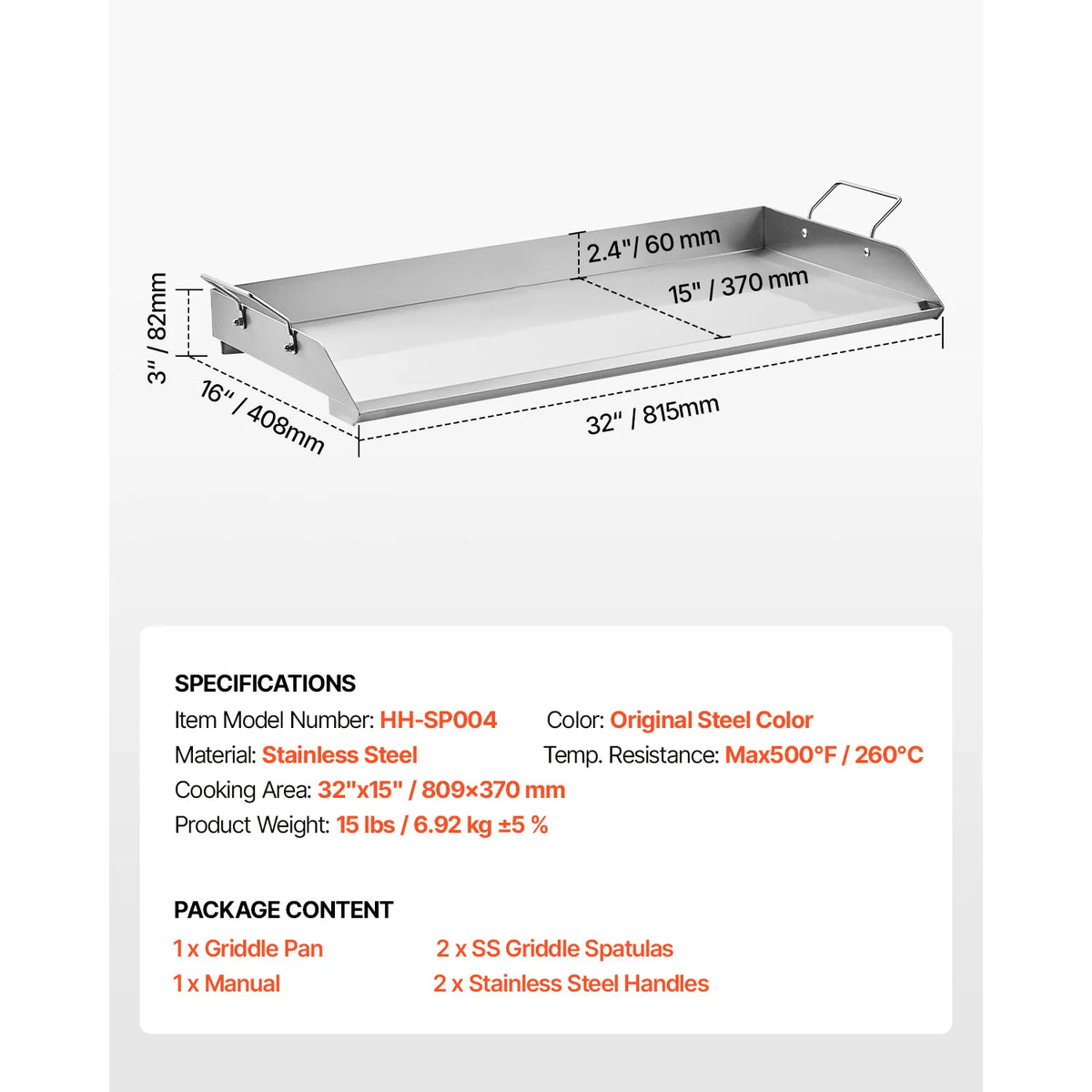 Rectangular Grill-Top Griddle Plate – Size Options