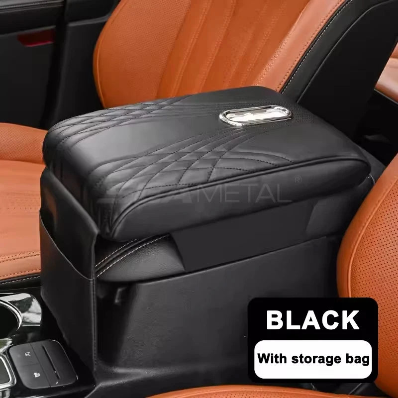 Car Armrest Cushion with Tissue Holder and Storage Pocket