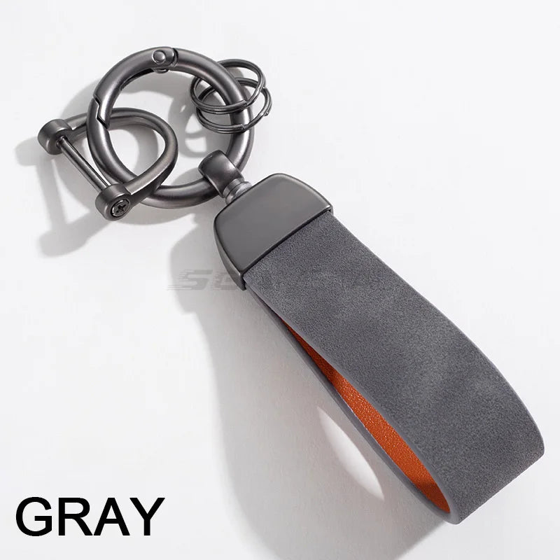 SEAMETAL Suede Car Keychain Ring Vintage Leather Zinc Alloy Key Chain Keys Holder Universal Luxury Keyring Car Accessories