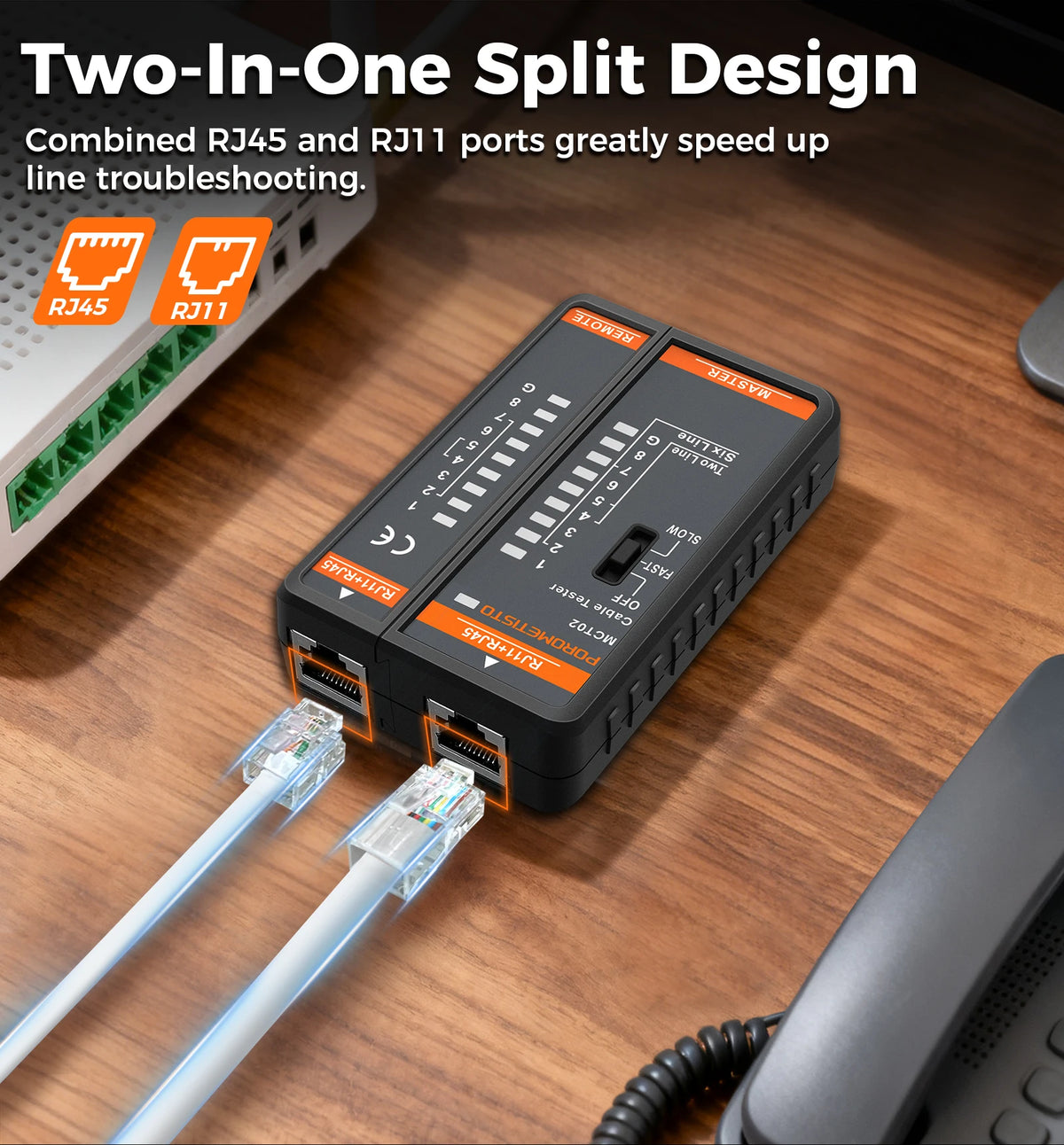 MCT02 RJ45 and RJ11 Network Cable Tester
