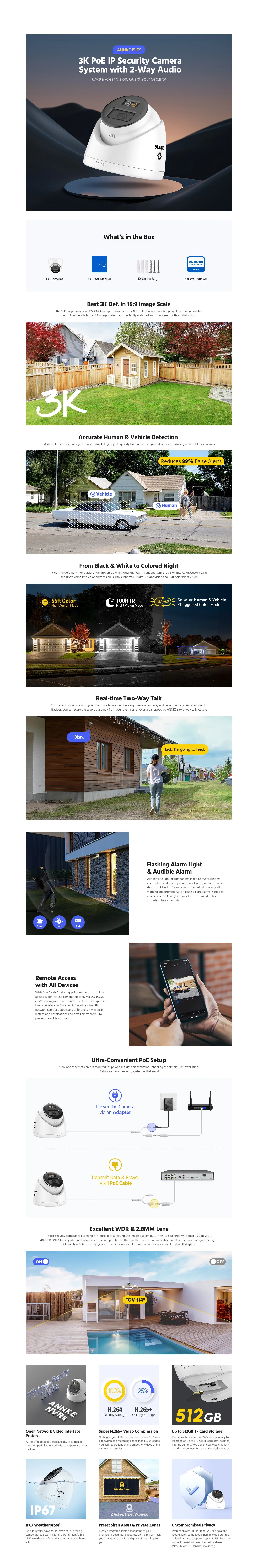 ANNKE 3K IR Outdoor IP Security Camera with Two-Way Audio