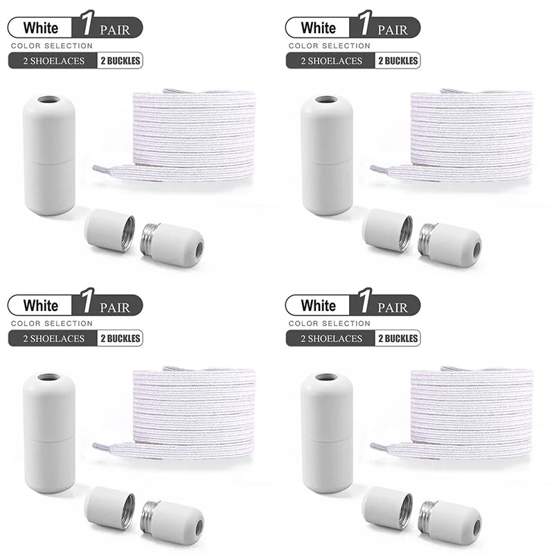 1Pair/2Pairs/4Pairs No Tie Shoe Laces Colorful Buckle Shoelaces Pearl Light Colorful Fashion Without Ties Elastic Laces Sneaker