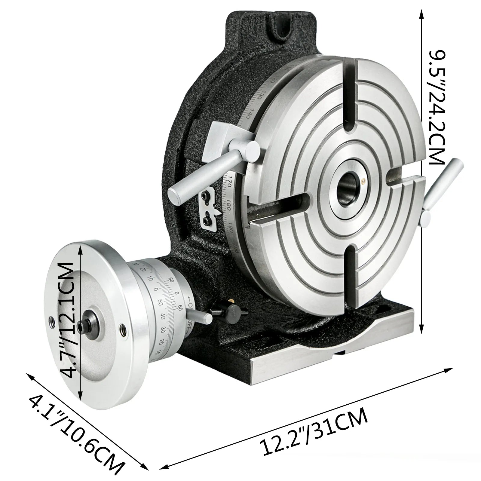 8" 200mm Fräsdrehplatte Horizontal Vertikal MT3 360° Präzision