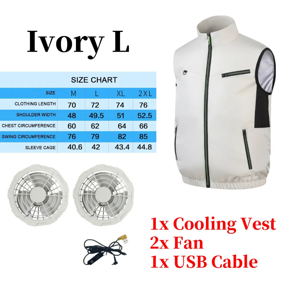 Cooling Vest Ice Fan Vest Heat Resistant for Summer Camping Fishing Hot Weather Work Fishing Vest Hiking Air-conditioned Clothes