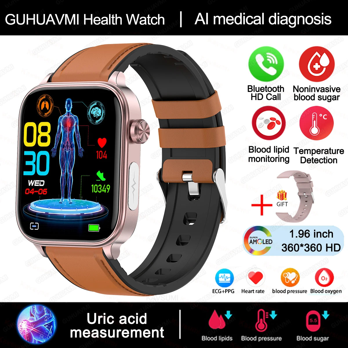 Ceas inteligent cu ecran tactil cu apelare Bluetooth