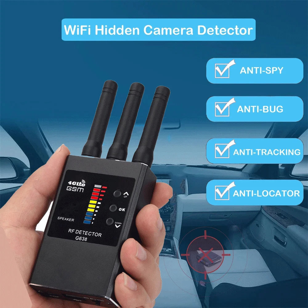 G638 Anti Spy Wireless RF Signal Detector Bug GSM GPS Tracker Hidden Camera Eavesdropping Device Military Professional Version