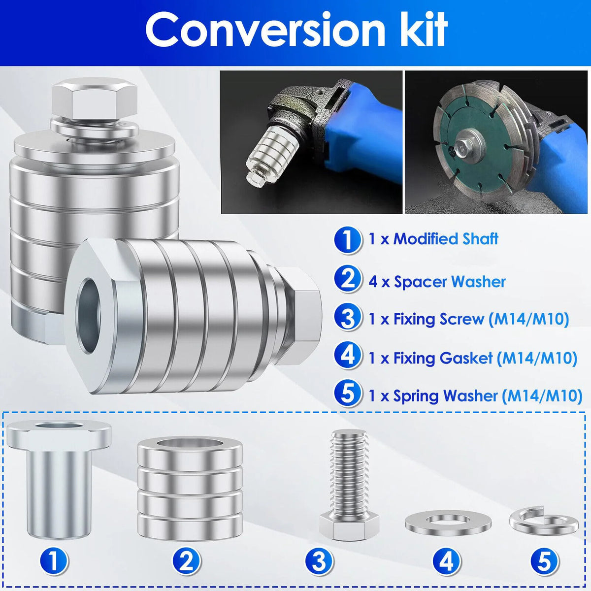 M14 Angle Grinder Conversion Head for Up to Four Saw Blades