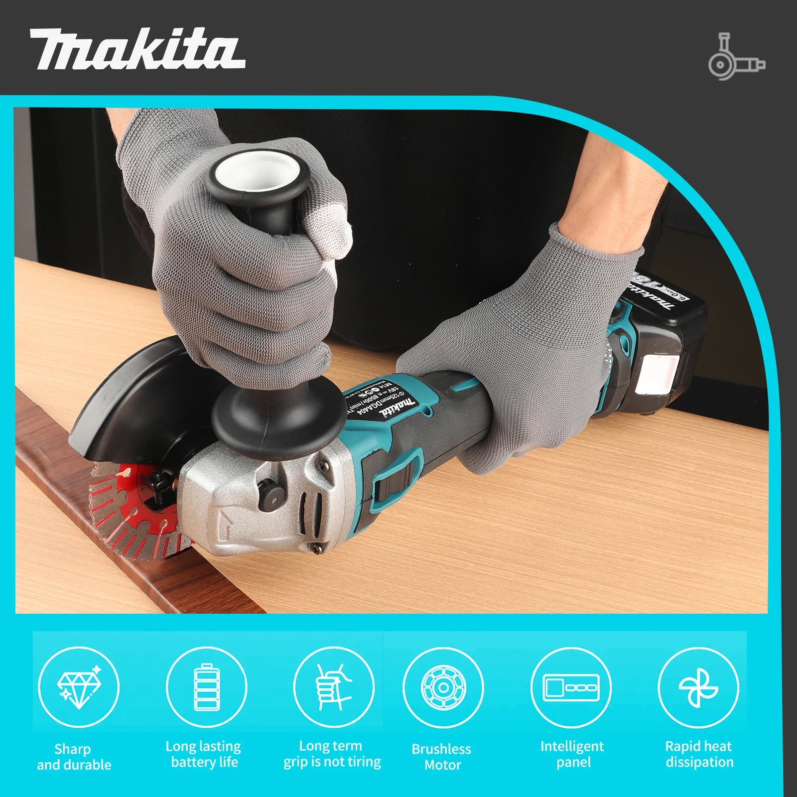 Makita DGA404 18V Brushless Variable Speed 125mm Angle Grinder