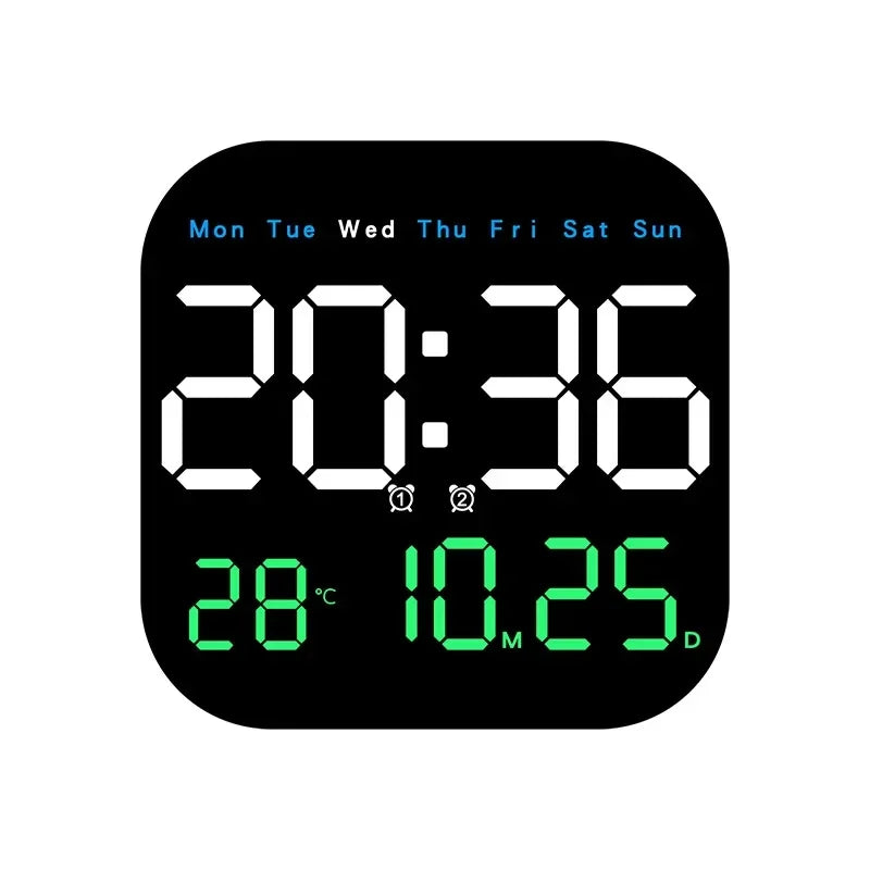 Digital Wall Clock LED Alarm Clock Large Display With Timing Function Remote Control Clock for Living Room Office Bedroom Decor