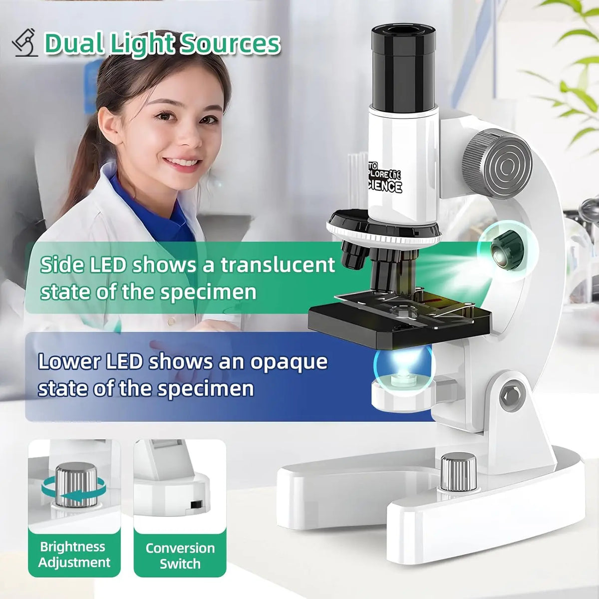 4800x Children's Microscope with Three Eyepieces