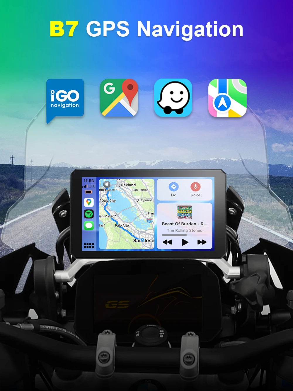 Navegador portátil para motocicleta B7 para BMW R1200 R1250GS S1000 M1000 XR ADV, táctil, al aire libre, impermeable, protector solar, CarPlay, Android Auto