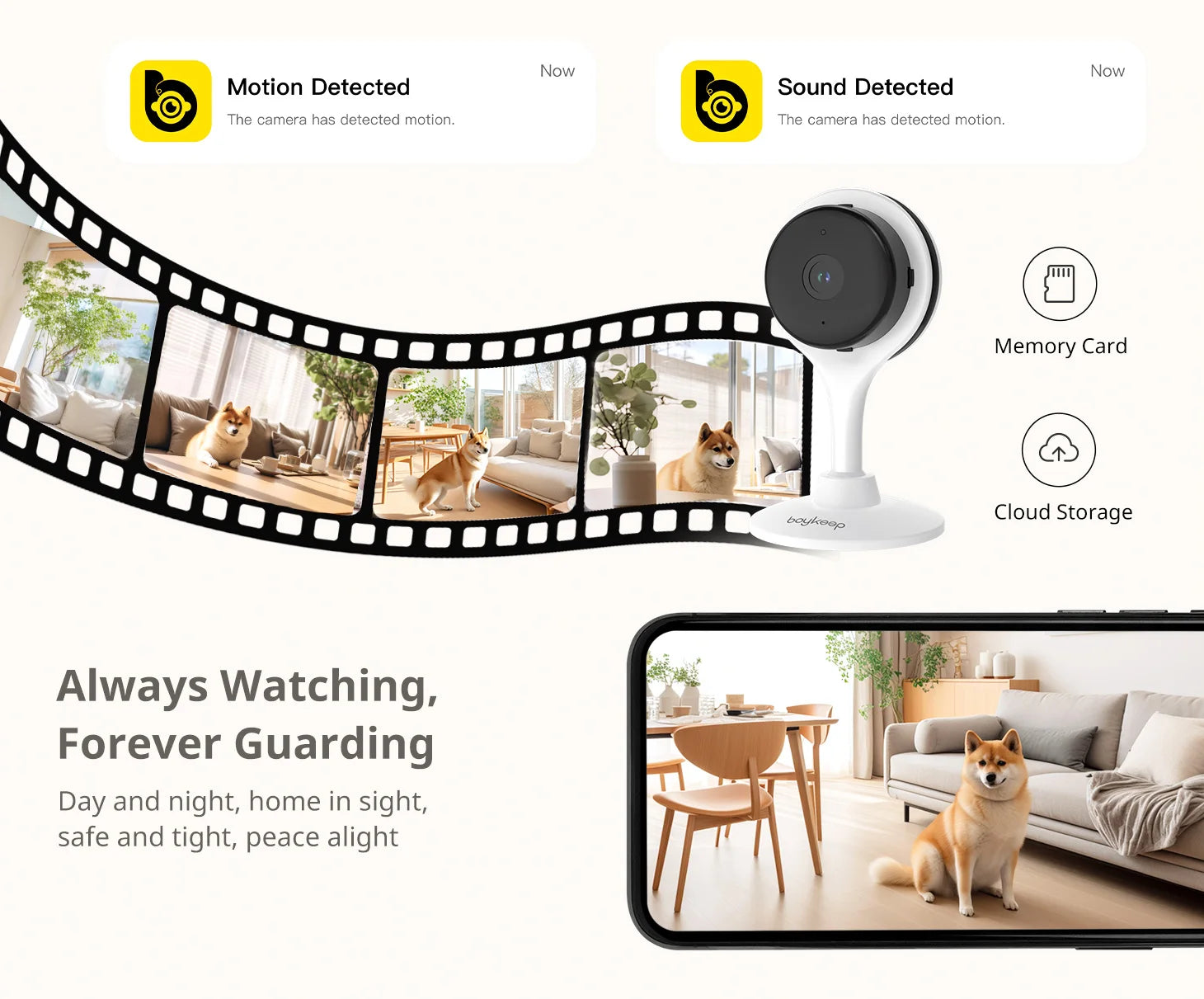 2K Indoor WiFi Security Camera with 2-Way Audio & Motion Detection