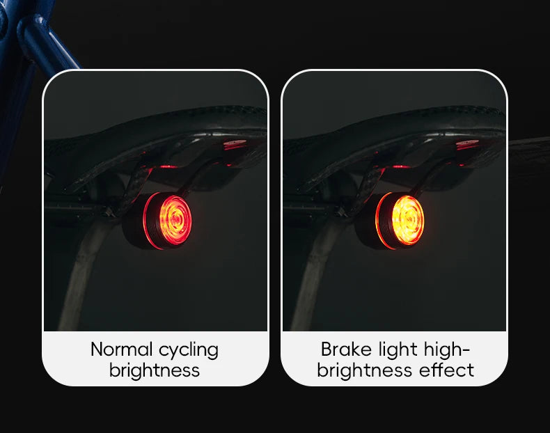 Set Luci per Bici ROCKBROS MTB Strada Impermeabile 200LM/400LM Faro Anteriore + Luce Posteriore Intelligente con Sensore Frenata Automatica