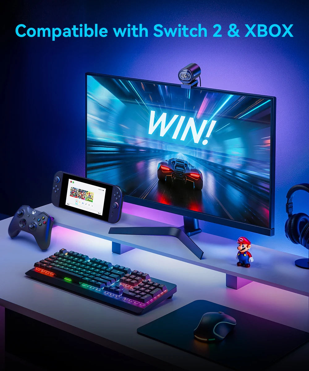 Webkamera 4K Streaming Webkamera 1080P 60FPS USB Kamera EMEET S600 Autofokus Kamera pro živé vysílání s mikrofony pro Tiktok/YouTube