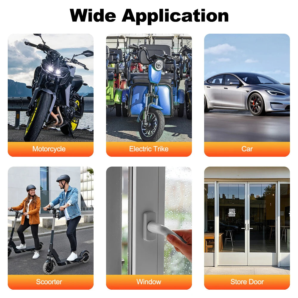 Anti Theft Vibration Window Door Alarm With Remote Control Security Protection Alarm Sensitivity Adjust For Bike Car Scooter