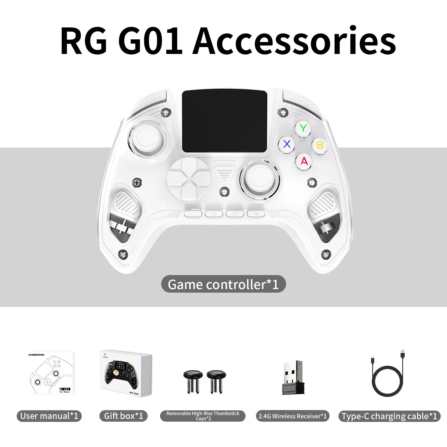 Interactive Screen Wireless Gaming Controller for PC, Steam, Linux, Android, Switch, iOS