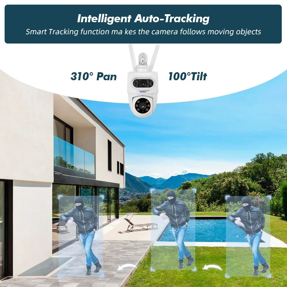 Outdoor 10MP 5K HD Dual Lens WiFi PTZ Security Camera