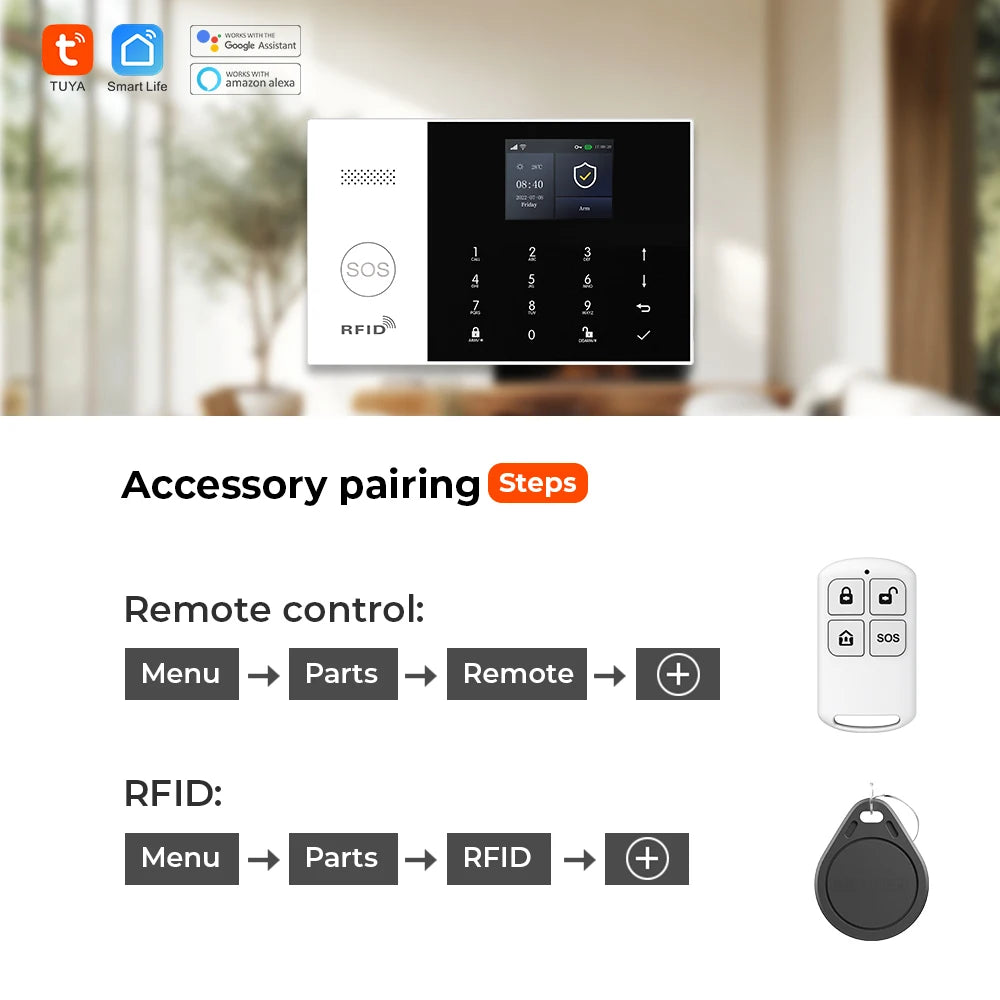 WIFI GSM Alarm System Tuya Smart Life APP Home Smart Security Protection Wireless Security Alarm House System with ALexa