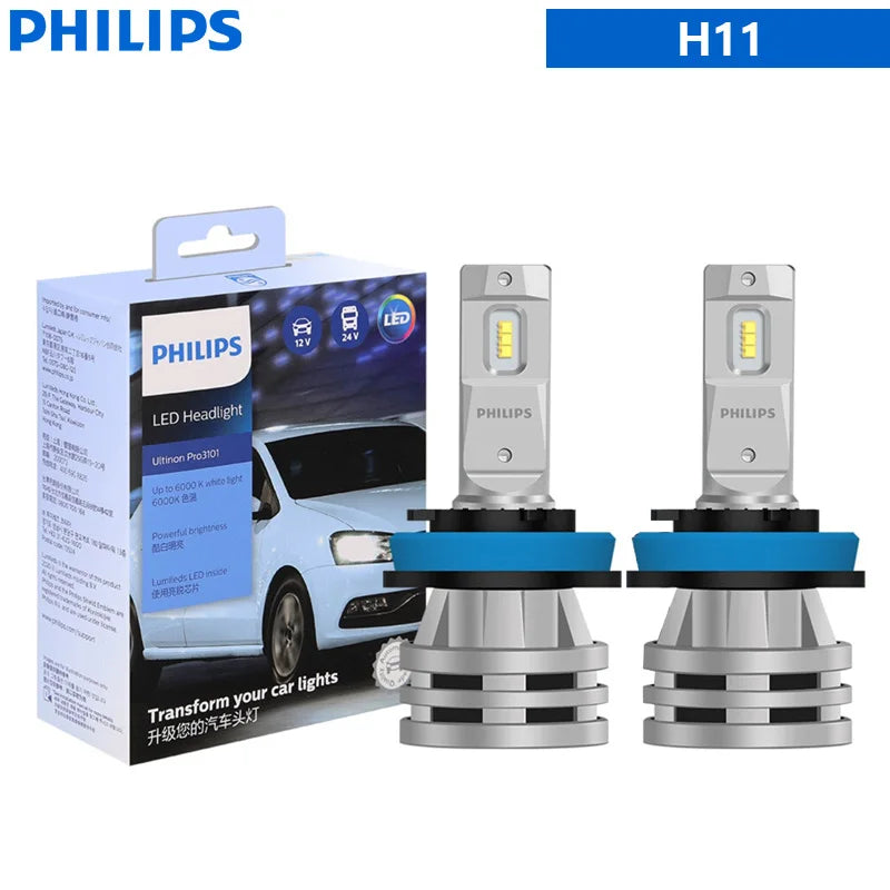 Philips Ultinon Pro3101 LED H4 H7 H11 Phare de véhicule 12V/24V 6000K Blanc lumineux H1 H3 HB3 9005 HB4 9006 HIR2 9012 Lampes LED