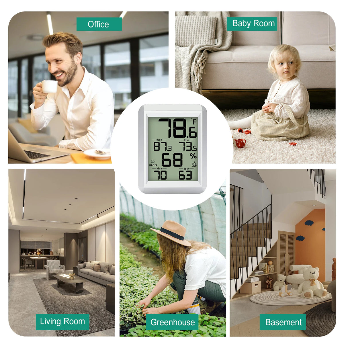 Backlit Indoor Temperature and Humidity Monitor