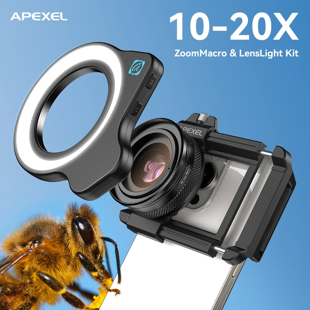 10–20X macrolens voor telefoon met LED-licht voor iPhone & Android