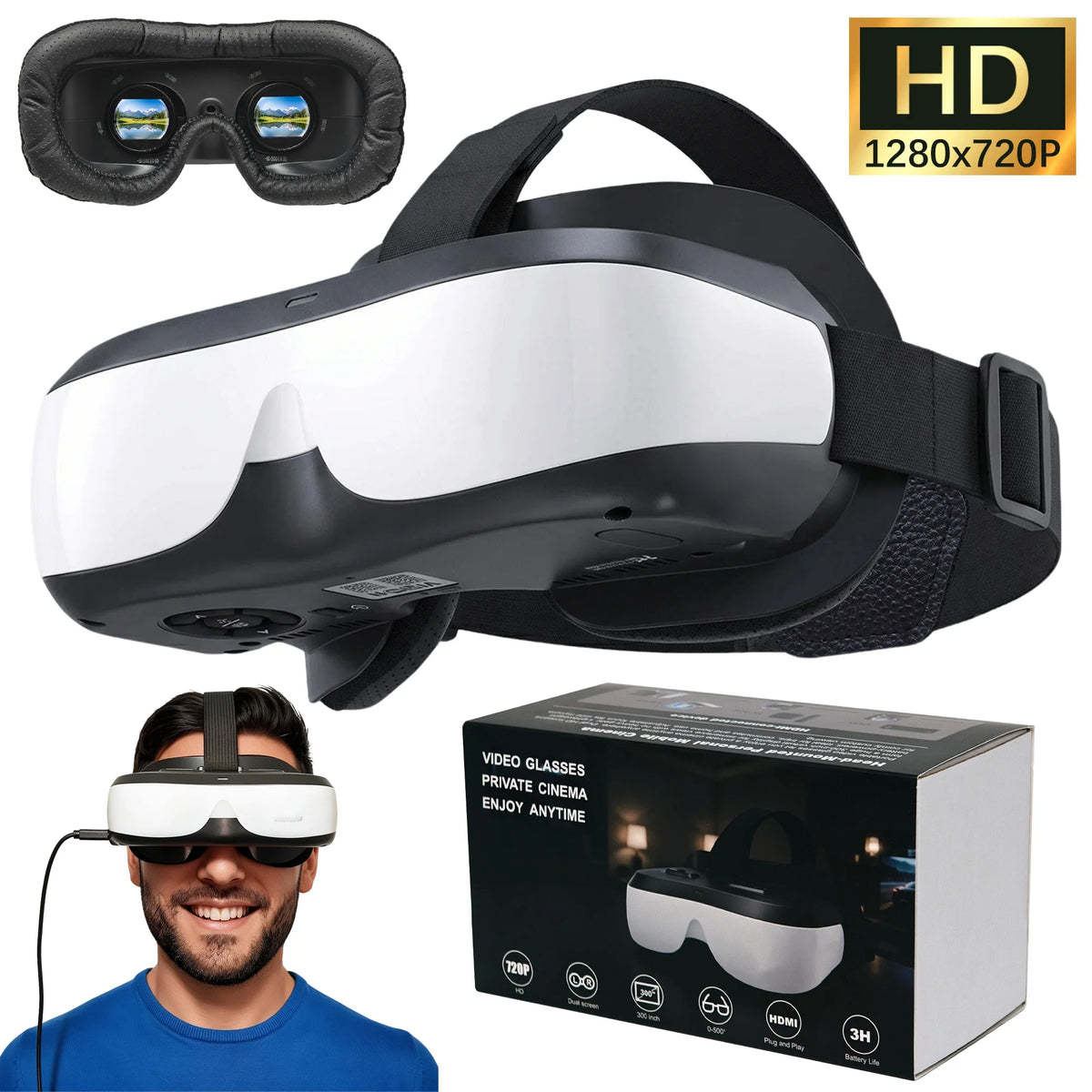 BIGEYES H3 HDMI Video Glasses with Built-In Battery