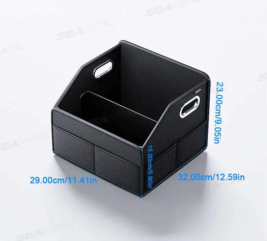 SEAMETAL Foldable Car Trunk Organizer Wear-Resistant Waterproof Car Storage Box with 6-Pocket 22.5L Large Capacity Organizer