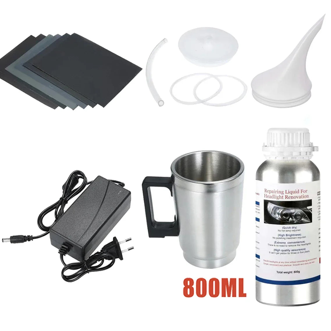 Car Headlight Polishing Kit with Restoration Polymer