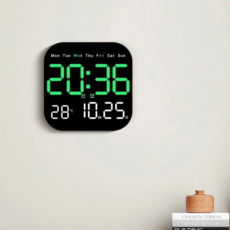 Digital Wall Clock LED Alarm Clock Large Display With Timing Function Remote Control Clock for Living Room Office Bedroom Decor
