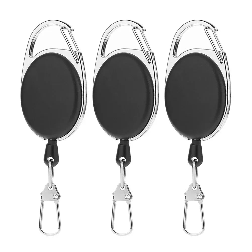 2-12pcs Retractable Key Chain Reel Badge Holder Fly Fishing Zinger Retractor with Quick Release Spring Clip Fishing Accessories