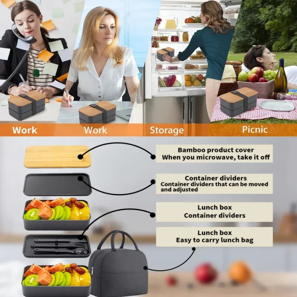 Two-Tier Bento Lunch Box, Set and Bag Options