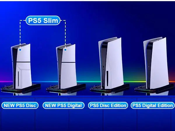 Slim Console Cooling Stand with RGB Light, Dual Controller Charger, 15 Game Slots and Headset Holder
