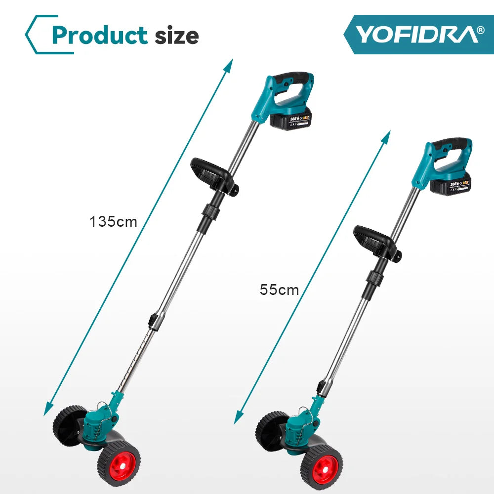YOFIDRA 100-135cm Elektrischer Rasenmäher 1500W Kabelloser Klappbarer Trimmer Schneiden Beschneiden Garten Elektrowerkzeug Für Makita Akku Pin