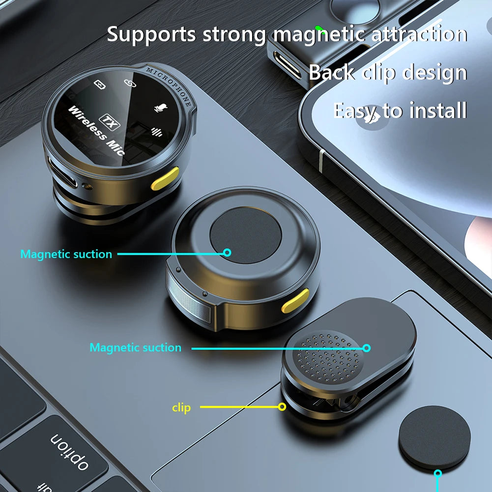 For Xiaomi Wireless Lavalier Lapel Microphone iPhone iOS/Android Type-C Phone Live Game Recording Interview with Magnetic Clip