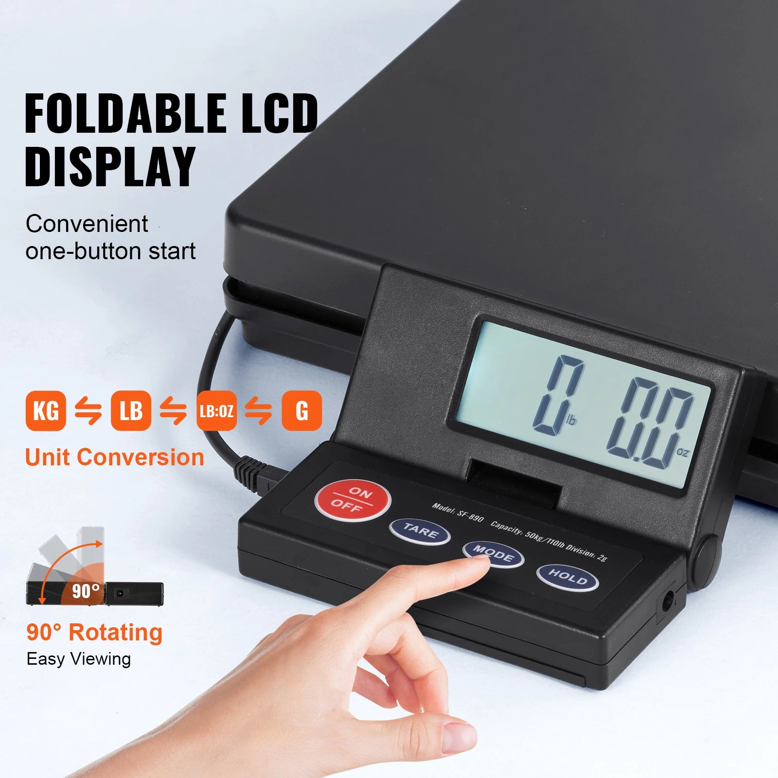 110 lb Digital Postal Shipping Scale with Foldable LCD Screen