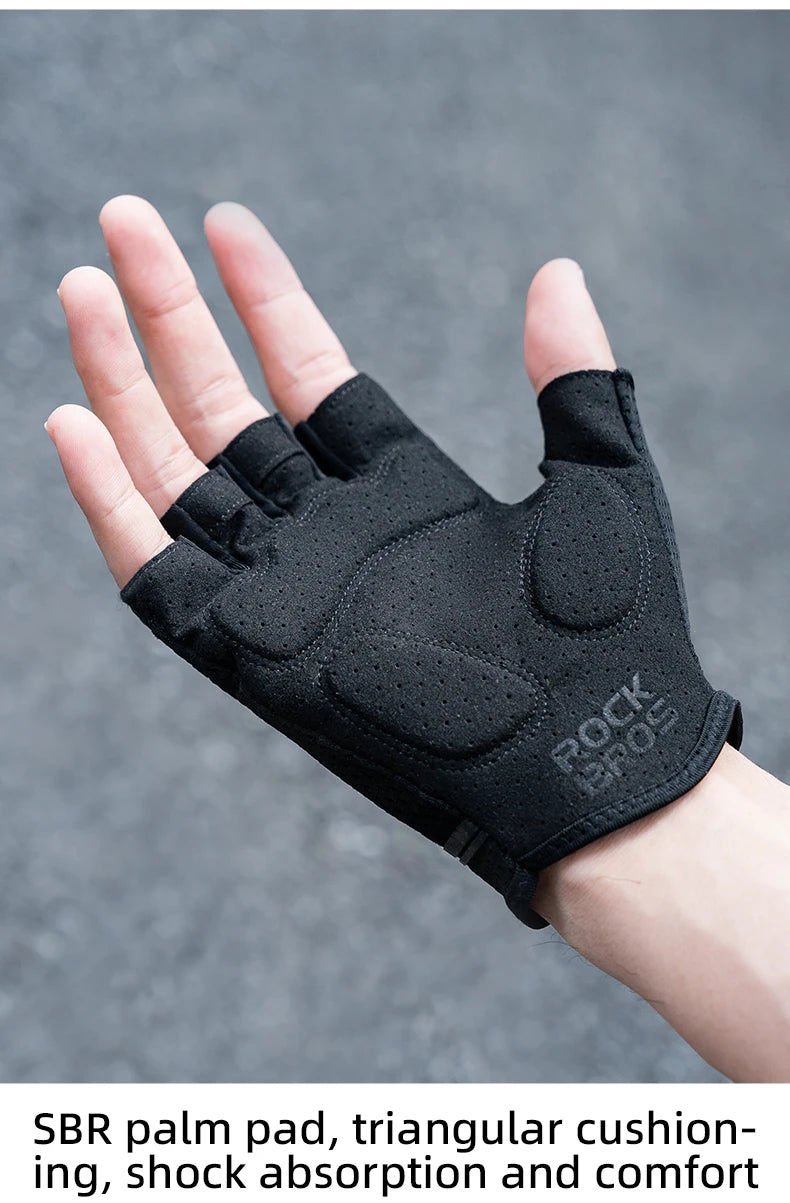 Guanti da ciclismo ROCKBROS, guanti da bici antishock a mezza dita, traspiranti, guanti corti estivi ad alta elasticità