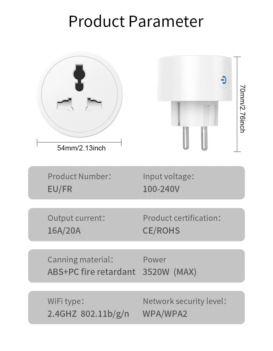 Tuya Wi-Fi Smart Plug Adapter - Regional Options